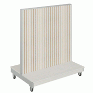 Gondole double face métal blanc Vertigo T03 MDF nat et noyer clair 120x86x142cm