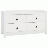 Helloshop26 - Armoire latérale pratique en bois 100 x 40 x 54 cm avec tiroirs spacieux style rustique en bois de pin blanc 02_0048465 - blanc Bois ma