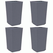 Helloshop26 - Jardinière bac lit surélevé plantes fleurs jardin terrasses lot de 4 32,5 x 32,5 x 57 cm PP gris 02_0039114 - 3000218056698_0