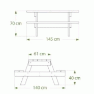 Table de pique-nique parc eco / plastique-composite / 145 x 140 x 70 cm / livrée montée ou démontée_1