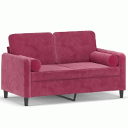 VidaXL Canapé 2 places avec oreillers bordeaux 120 cm velours Modèle AbriAccord 355 - 3200875