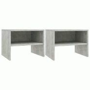 VidaXL Tables de chevet 2 pcs Gris béton 40x30x30 cm Bois ingénierie – Modèle Tranquille - Bois manufacturé 800072