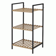 WellHome - Étagère de salle de bain avec 3 tablettes 38x32,5x70cm - marron WH14353