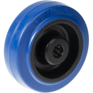 Roue de 100 mm avec caoutchouc élastique bleu sur centre en nylon Roue de 100 mm avec caoutchouc élastique bleu sur centre en nylon