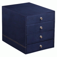 Bloc de classement Rhodiarama, 4 tiroirs, finition simili cuir italien, coloris bleu nuit - bleu 194580C