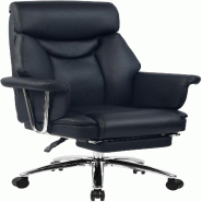 CLP Chaise de Bureau Dahra Cuir Véritable Noir - noir cuir 314166