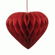 Coeur en papier plié rouge H50 cm