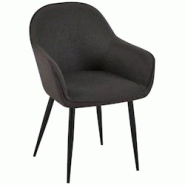 Décoshop26 - Chaise de salle à manger moderne et confortable en tissu noir et pieds en métal noir 10_0002001 - noir 3000250787789 Décoshop26 - Chaise de salle à manger moderne et confortable en tissu noir et pieds en métal noir 10_0002001 - noir 3000250787789
