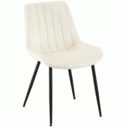 Décoshop26 - Chaise de salle à manger x1 en velours crème avec coutures verticales piètement en métal noir 10_0002332 - noir 3000250968805 Décoshop26 - Chaise de salle à manger x1 en velours crème avec coutures verticales piètement en métal noir 10_0002332 - noir 3000250968805