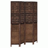Décoshop26 - Paravent séparateur de pièce cloison 4 panneaux en bois de paulownia et bambou marron DEC030888 - marron 3000258179425