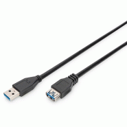 DIGITUS Câble d'extension USB-A, 1,8m, USB-A - USB-A, 1,8 m, noir - noir AK-300203-018-S_0