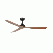 Faro barcelona Ventilateur de plafond sans éclairage Gotland acier noir/marron, 3 pales ABS noyer, Ø132 cm, moteur DC 5 vitesses, rotation réversib_0