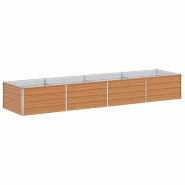 Helloshop26 - Jardinière surélevée en acier galvanisé style industriel chic jardin terrasse 320 x 80 x 45 cm en acier marron clair 02_0059024 - ma