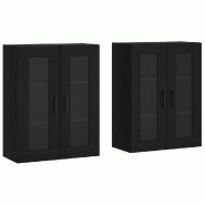 Helloshop26 - Lot de 2 armoires murales pratiques rangement design noir 69,5 x 34 x 90 cm en bois d'ingénierie noir 02_0055446 - noir verre 300023900