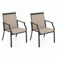Helloshop26 - Lot de 2 chaises de jardin 66 x 61 x 90 cm confort ergonomique design contemporain en métal café 20_0012447 - métal 3000227230492