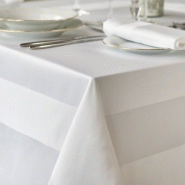 Nappe rectangulaire 100% coton blanc avec bande satinée - reutlingen Nappe rectangulaire 100% coton blanc avec bande satinée - reutlingen