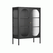 Oviala Business Buffet moderne 2 portes 80 cm en métal et verre noir - noir acier 113967
