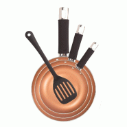 Renberg - Jeu de poêles ø18/22/26cm en aluminium avec spatule compatible induction - inox Q4862