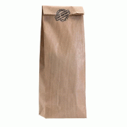 Sac kraft SOS à fond plat 10+5,5x28,5cm - par 100 - Apte au contact alimentaire - Contenance 1kg - Brun