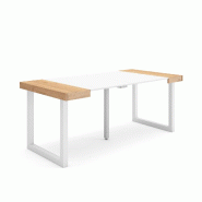 SKRAUT HOME Table console extensible, 180, Pour 8 personnes, Pieds bois massif, Chêne et blanc - beige Bois manufacturé 253_7