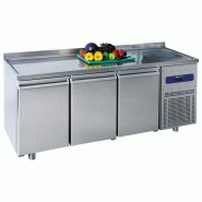 Table réfrigérée inox 3 portes avec évier à droite et dosseret temp... - PMRGF200/FN