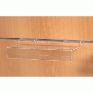 Tablette L20xP10cm avec porte-étiquette 25mm - épaisseur 3mm - pour panneaux rainurés - polystyrène injecté transparent
