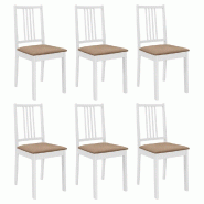 VidaXL Chaises à manger avec coussins lot de 6 blanc bois solide Modèle Vega Office Horizon - 276405