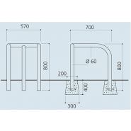 21586 - Arceau urbain en acier Ø 60 mm - Virages - Hauteur 775 mm - Pose par scellement direct ou sur platines_1
