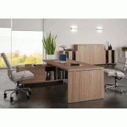 Bureau individuel pied panneau sur console So Flora - Noyer Naturel, 225 x 170 cm_0