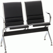 CLP Banc zone d'attente / Chaises sur poutre en similicuir Frankfurt Noir /2 places - noir polyester 307531
