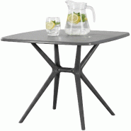 CLP Table de jardin Becky carree Plastique HBT: 76x72x72 cm Gris foncé - gris 327030