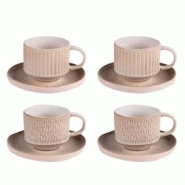 Coffret de 4 tasses avec sous tasses Miyaki 18 cl - Beige Rond Grès Table Passion 10x7.5 cm - beige Grès 3106232781506 Coffret de 4 tasses avec sous tasses Miyaki 18 cl - Beige Rond Grès Table Passion 10x7.5 cm - beige Grès 3106232781506
