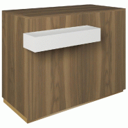 Comptoir 120x60x93,8cm/reposac 70x20xH12cm olivier - 2tir.2tabl. - mélam. Olivie