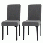 Décoshop26 - Lot de 2 chaises de salle à manger dossier haut en tissu velours côtelé gris foncé pieds en bois foncés 04_0007328 - gris 3000262060603 Décoshop26 - Lot de 2 chaises de salle à manger dossier haut en tissu velours côtelé gris foncé pieds en bois foncés 04_0007328 - gris 3000262060603