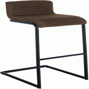 Décoshop26 - Tabouret de bar x1 design minimaliste assise en tissu marron piètement en U métal noir repose-pieds 10_0006214 - marron métal 3000265