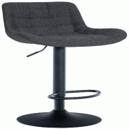Décoshop26 - Tabouret de bar x1 structure métallique noir assise en tissu noir avec surpiqûres 10_0005450 - noir métal 3000252649818
