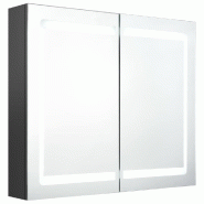 Helloshop26 - Armoire de salle de bain à miroir led 80 x 12 x 68 cm gris 02_0006600 - 3000362947767