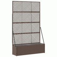 Helloshop26 - Cache-pot de jardin rectangulaire moderne 105 x 30 x 170 cm durable ambiance épurée en métal marron 02_0047455 - marron métal 300023