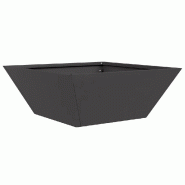 Helloshop26 - Cache-pot de jardin trapézoïdal moderne pour plantes 40 x 40 x 15 cm en acier laminé à froid noir 02_0052368 - noir métal 3000237379600
