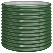 Helloshop26 - Jardinière de jardin ronde avec grand espace extérieur 80 x 80 x 68 cm en acier galvanisé vert 02_0046560 - vert acier 3000234303653