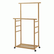 Helloshop26 - Portemanteau meuble d'entrée design bambou 147 x 70 x 36 cm naturel 03_0010370 - Bambou 3000225186609