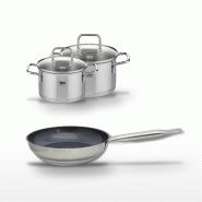 Lot Poêle 28cm & 2 Faitouts 14/16cm Elo Profi Therm Platinum - gris inox 3176239951790