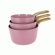 Menastyl - Set 3 casseroles lilas aluminium compatible induction 16/18 et 20cm - 3256391052365