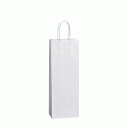 Sac 1 bouteille kraft blanc - poignées torsadées - 14x39+8,5cm - par 200