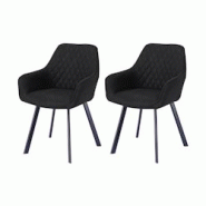 SalesFever Ensemble de 2 chaises rembourrées avec accoudoirs|Housse en microfibre|Cadre en métal|Matelassage losanges dans la zone arrière|anthraci SalesFever Ensemble de 2 chaises rembourrées avec accoudoirs|Housse en microfibre|Cadre en métal|Matelassage losanges dans la zone arrière|anthraci
