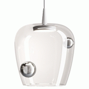Zafferano Lampe à suspension Bilia 27cm LED 8W 2700K Verre soufflé Blanc et Argent pour un éclairage d'intérieur de haute qualité et d'élégance