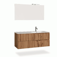 AQA Design Composition de salle de bain en MDF avec baignoire à droite en 4 pièces VENERE chêne L.121 P.46,5 H.190 MPVE41-QUE - marron Bois manufac