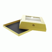 Cloche a fromages carton carrée kraft avec fenêtre 25x25x6,8cm - par 20
