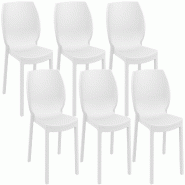 CLP Lot de 6 chaises de jardin Nora Plastique HBT: 80x58x59 cm Blanc - blanc plastique polypropylène 328001