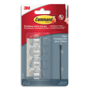 Command blister de 4 clips serre-câble transparent command en plastique montage mural 9.8x17.2x2.7cm Command blister de 4 clips serre-câble transparent command en plastique montage mural 9.8x17.2x2.7cm